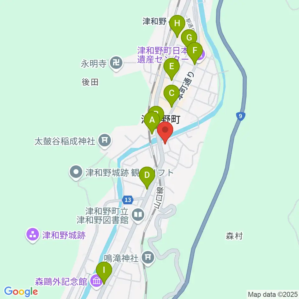 津和野町郷土館周辺のカフェ一覧地図