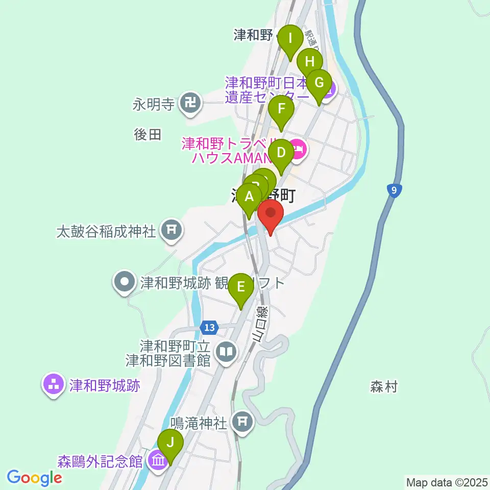 津和野町郷土館周辺のカフェ一覧地図