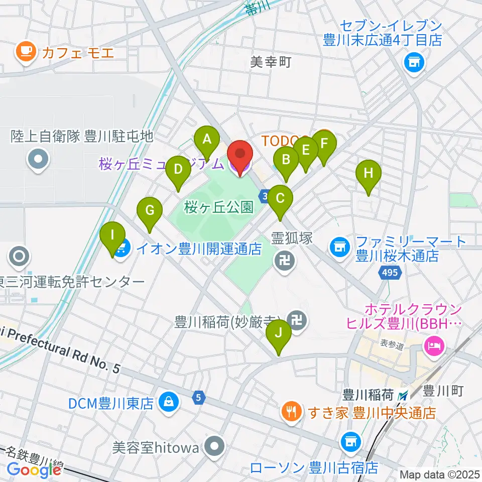 豊川市桜ヶ丘ミュージアム周辺のカフェ一覧地図