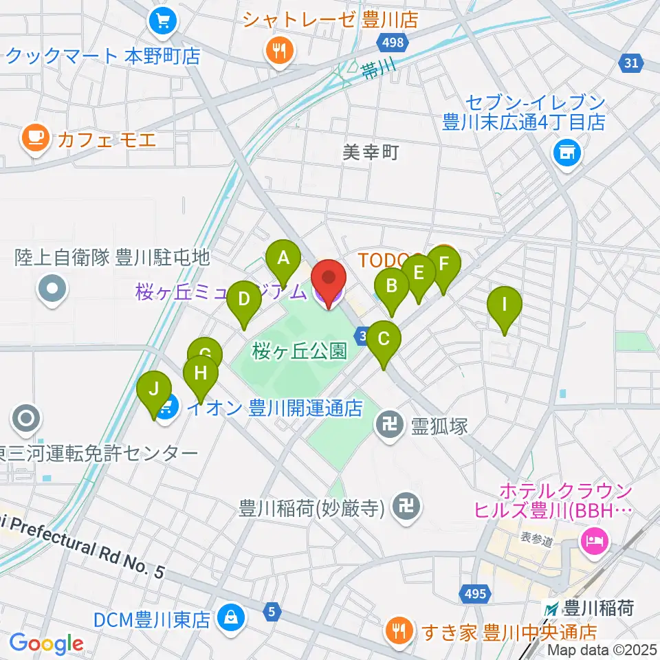 豊川市桜ヶ丘ミュージアム周辺のカフェ一覧地図