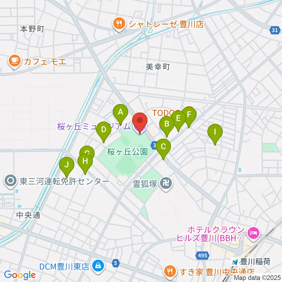 豊川市桜ヶ丘ミュージアム周辺のカフェ一覧地図