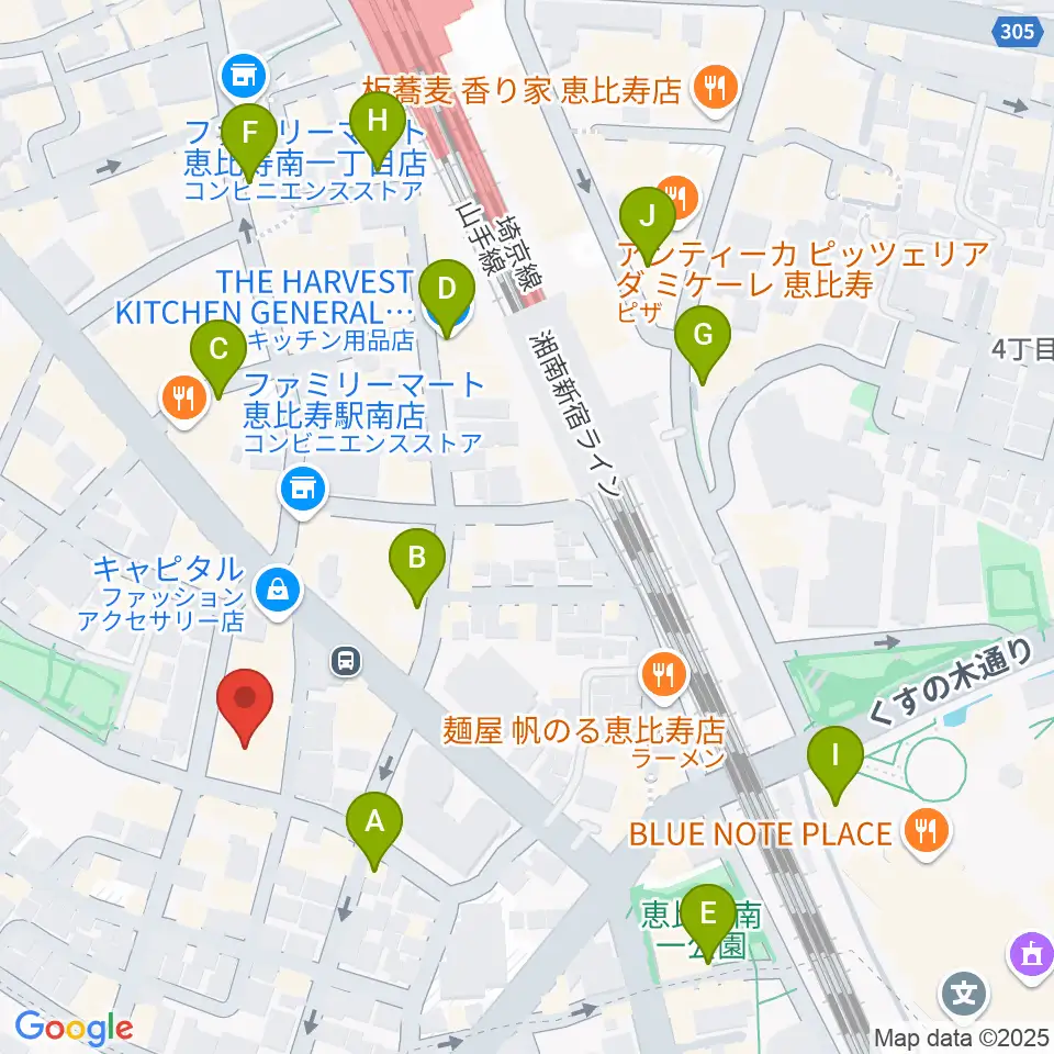 ABSレコーディングスタジオ周辺のカフェ一覧地図