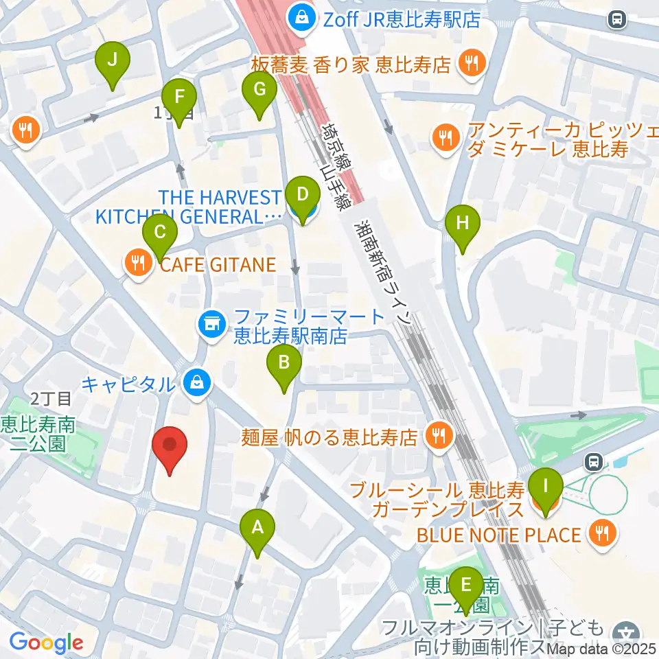 バーディハウス ABSスタジオ周辺のカフェ一覧地図