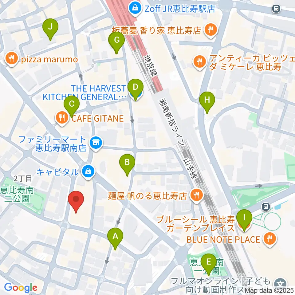 バーディハウス ABSスタジオ周辺のカフェ一覧地図