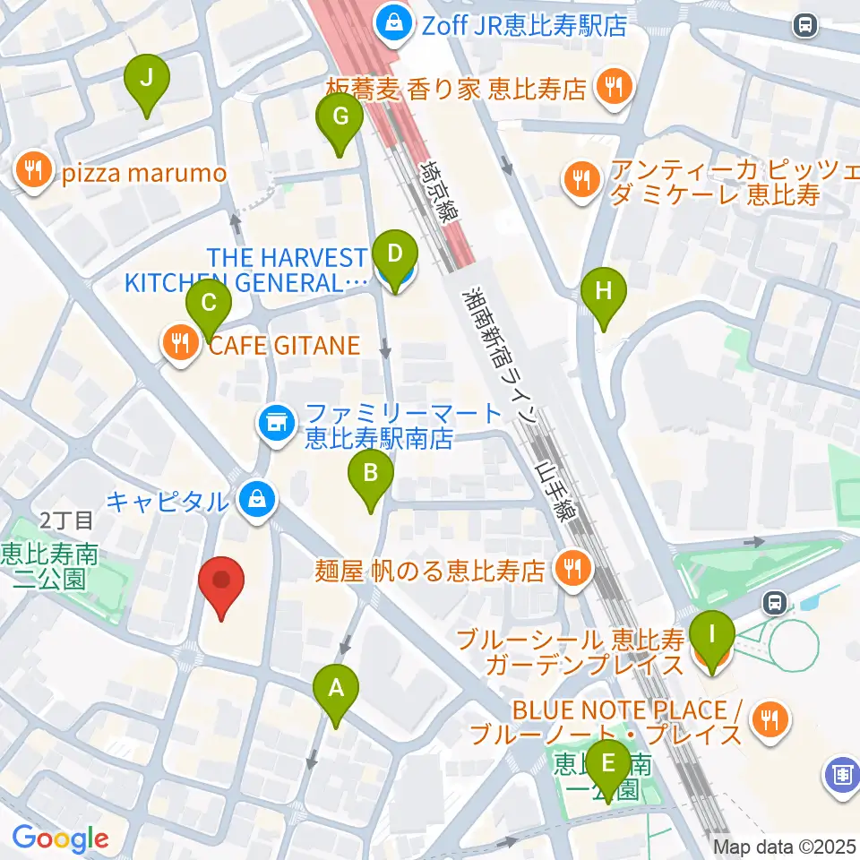 バーディハウス ABSスタジオ周辺のカフェ一覧地図