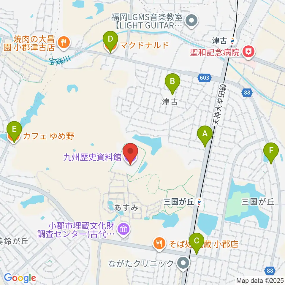 九州歴史資料館周辺のカフェ一覧地図