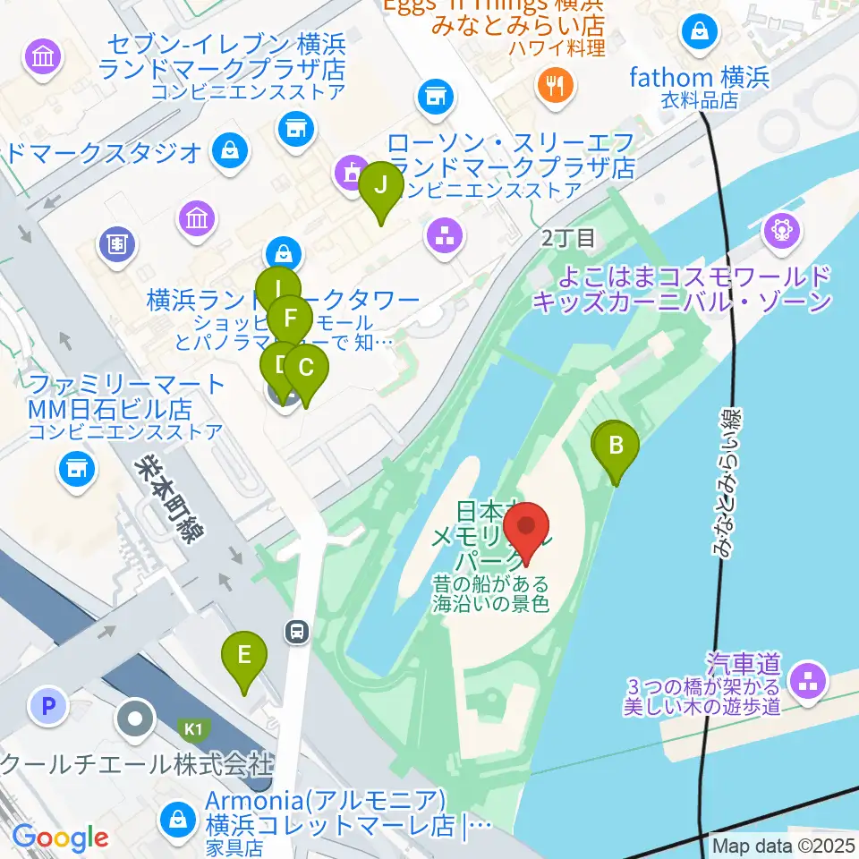 横浜みなと博物館周辺のカフェ一覧地図