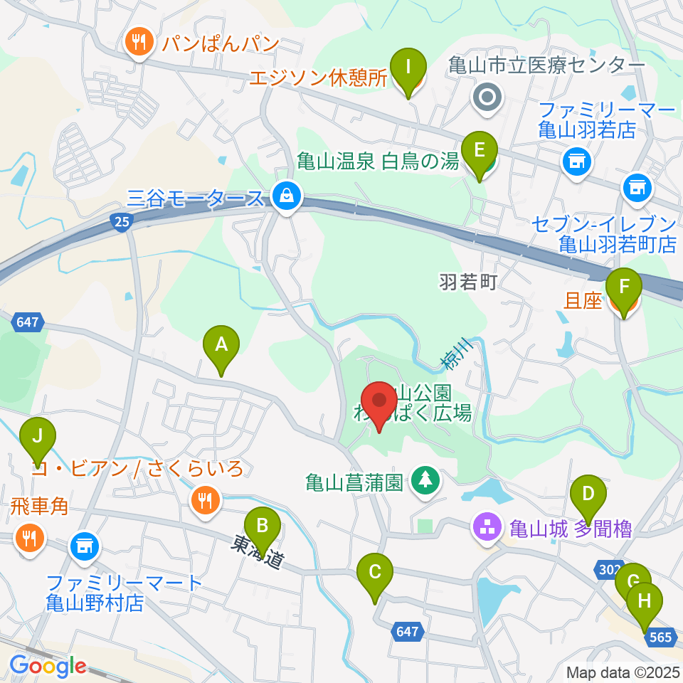 亀山市歴史博物館周辺のカフェ一覧地図