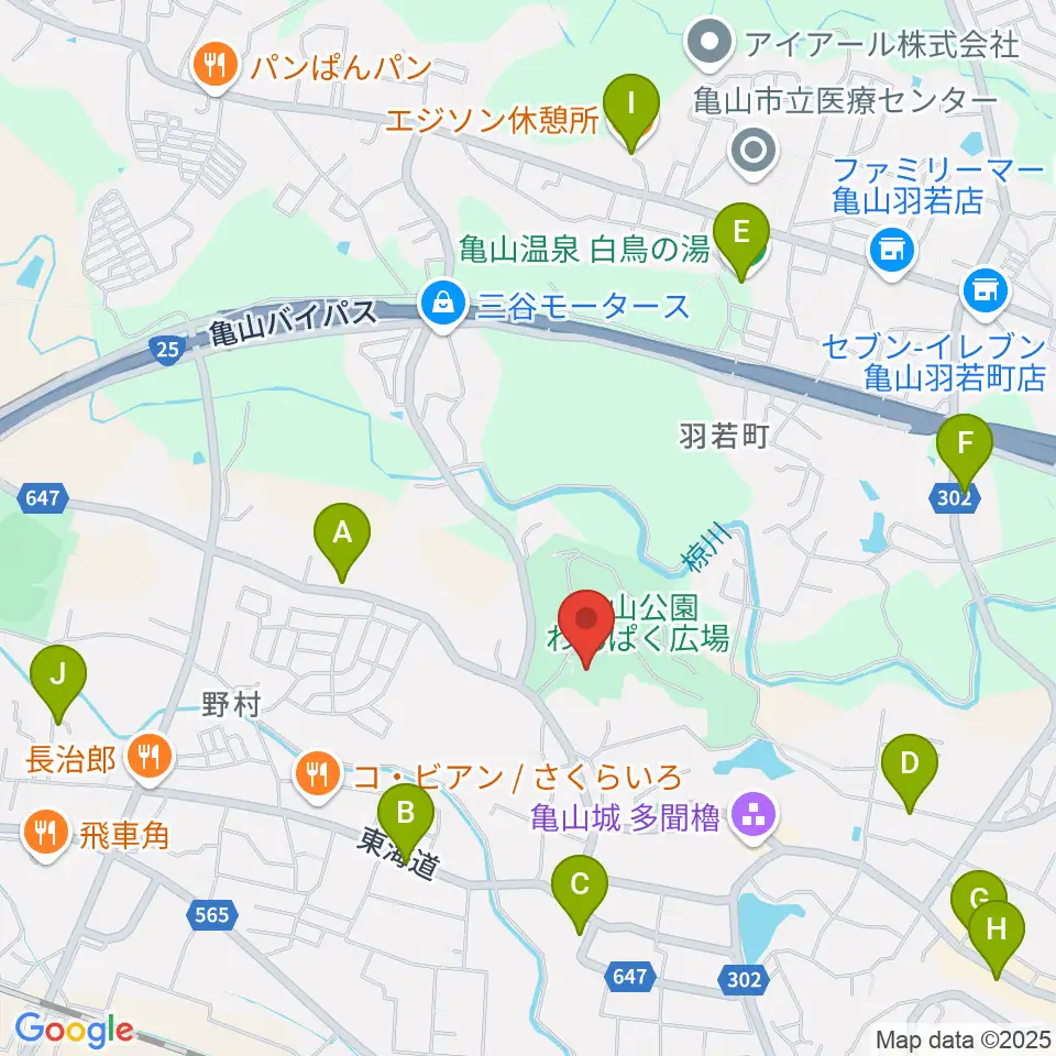 亀山市歴史博物館周辺のカフェ一覧地図