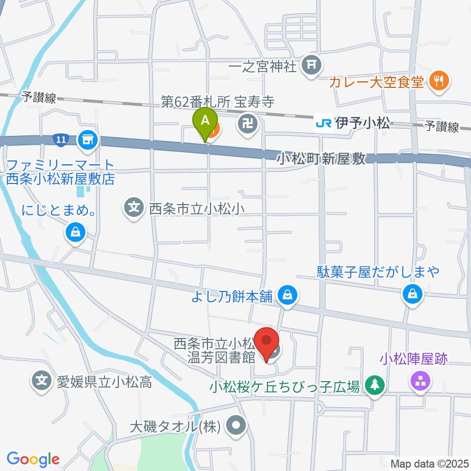 西条市立小松温芳図書館・郷土資料室周辺のカフェ一覧地図