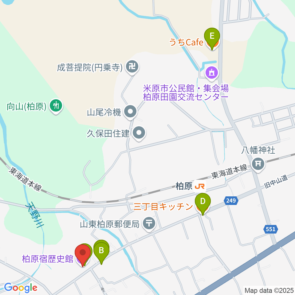 米原市柏原宿歴史館周辺のカフェ一覧地図