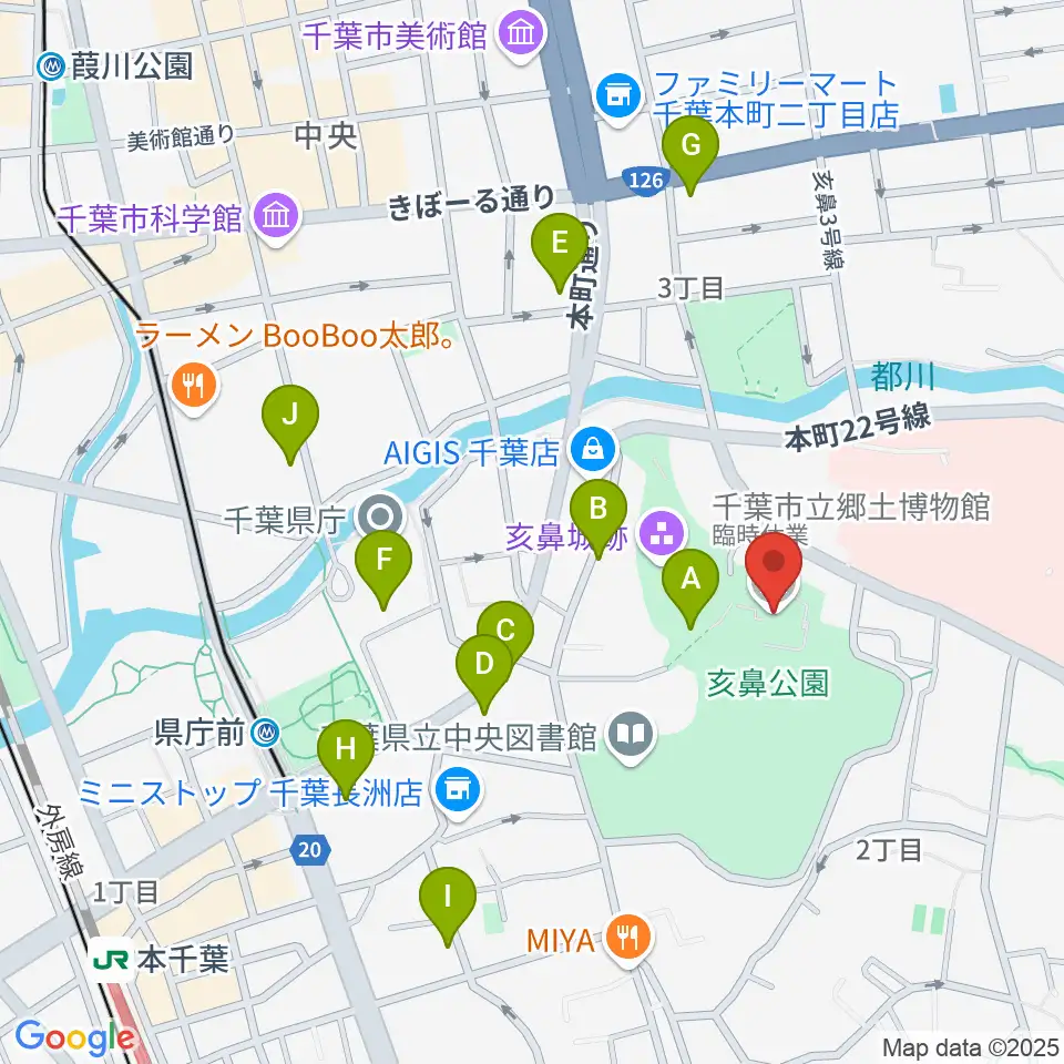 千葉市立郷土博物館周辺のカフェ一覧地図