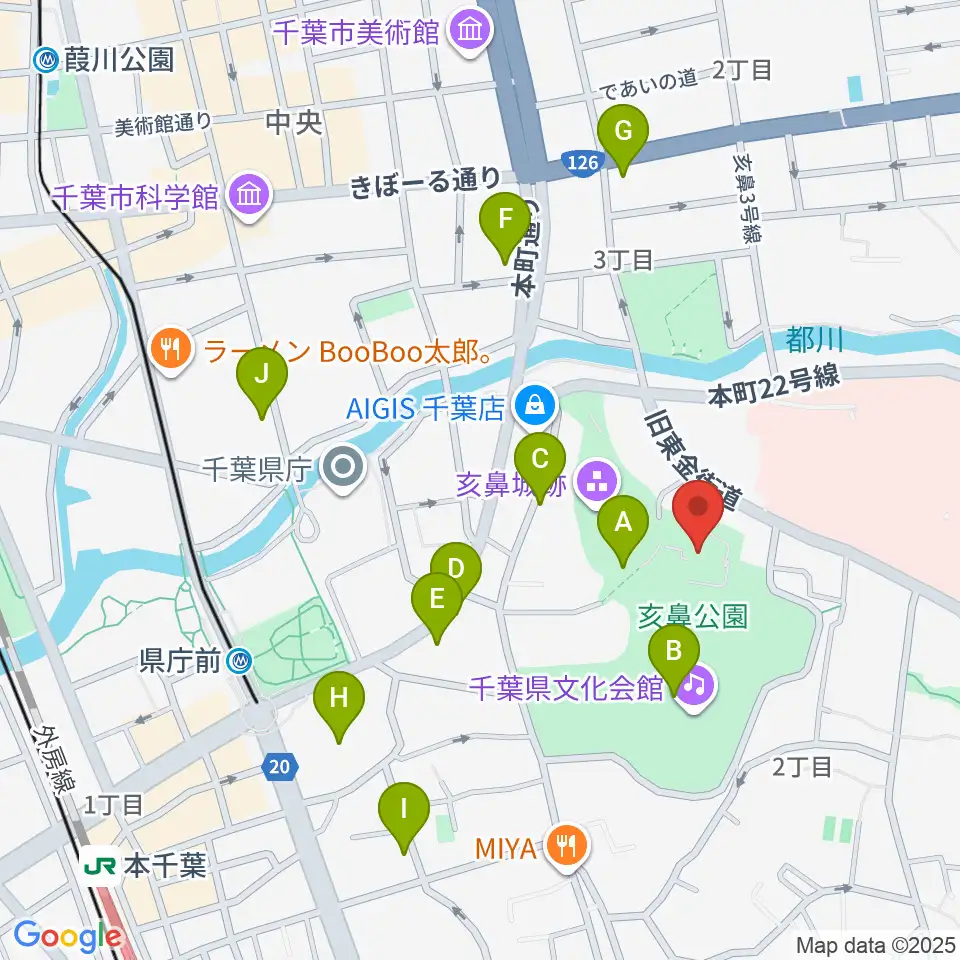 千葉市立郷土博物館周辺のカフェ一覧地図