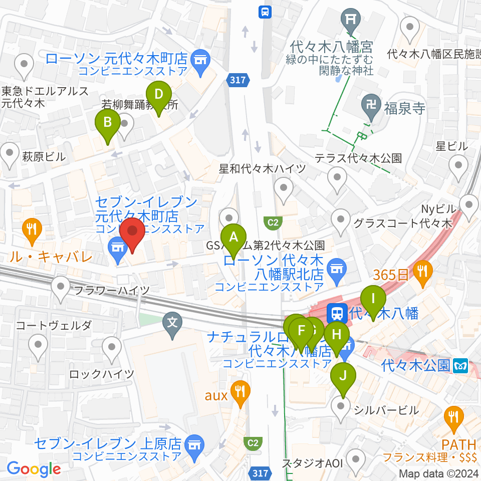セオリスタジオ周辺のカフェ一覧地図