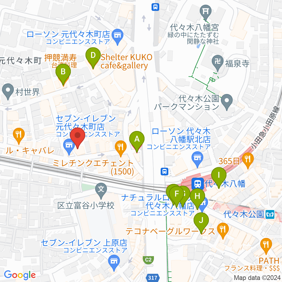 セオリスタジオ周辺のカフェ一覧地図