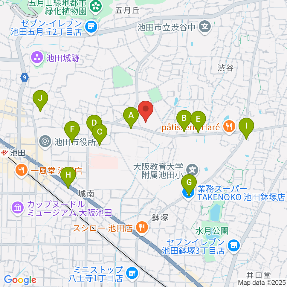 池田市立歴史民俗資料館周辺のカフェ一覧地図