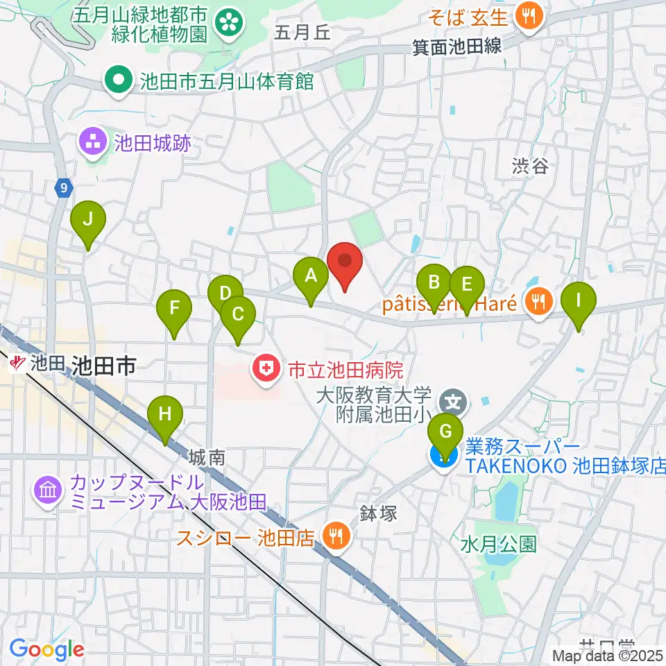 池田市立歴史民俗資料館周辺のカフェ一覧地図