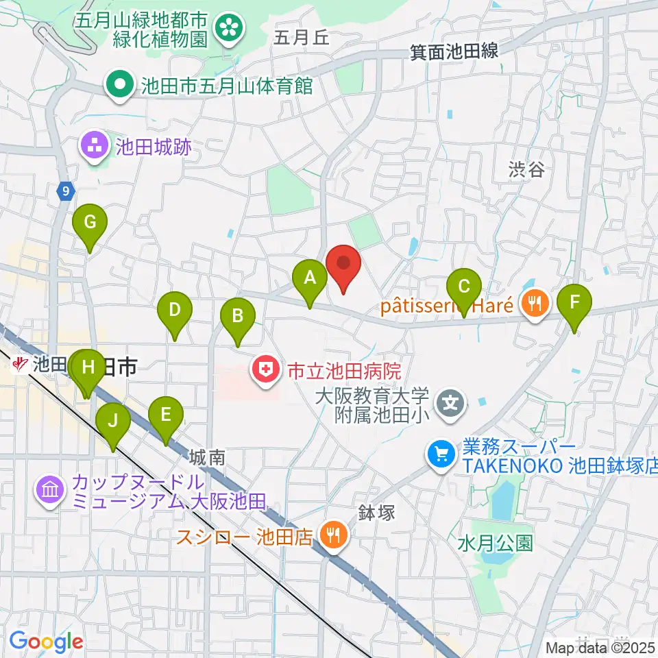 池田市立歴史民俗資料館周辺のカフェ一覧地図