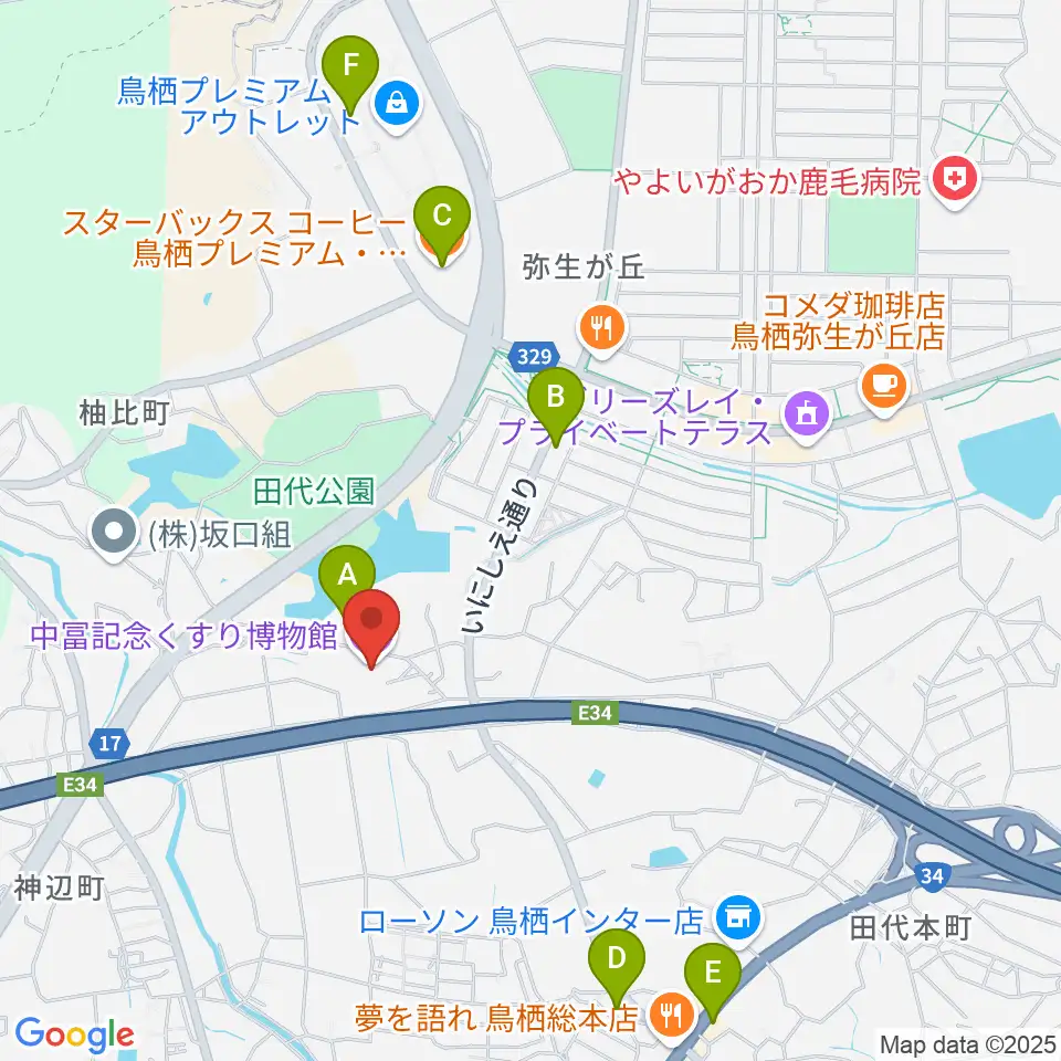 中冨記念くすり博物館周辺のカフェ一覧地図