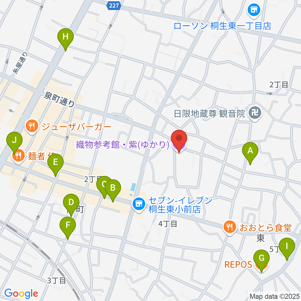 織物参考館・紫周辺のカフェ一覧地図