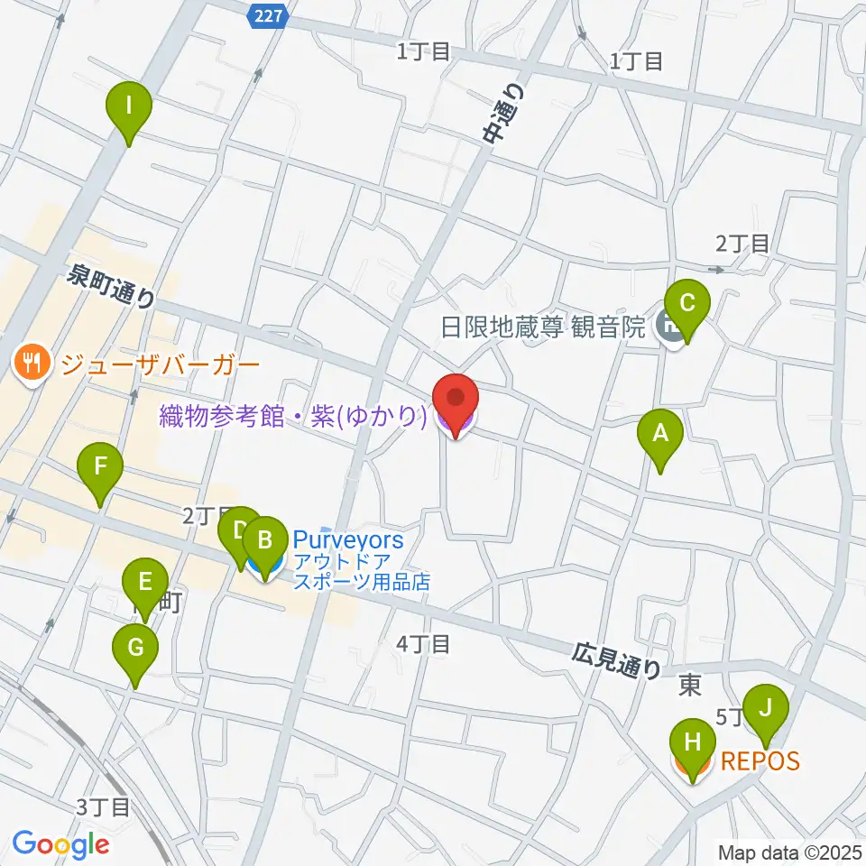 織物参考館・紫周辺のカフェ一覧地図