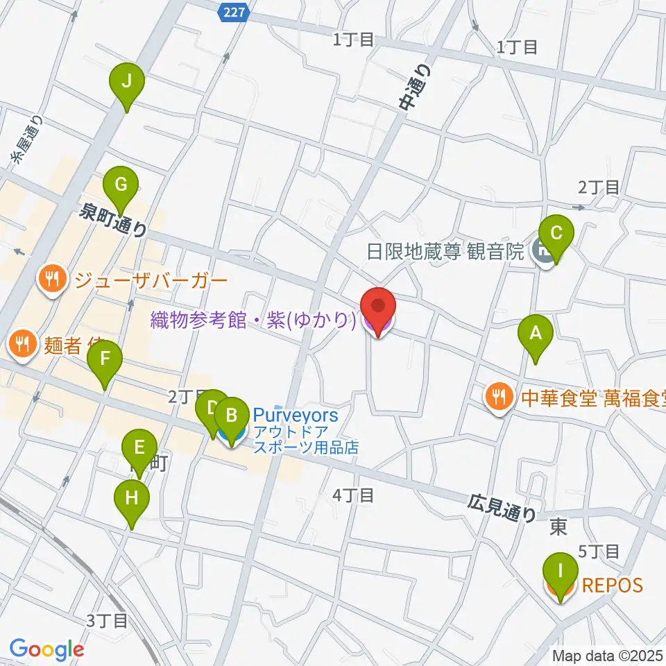織物参考館・紫周辺のカフェ一覧地図