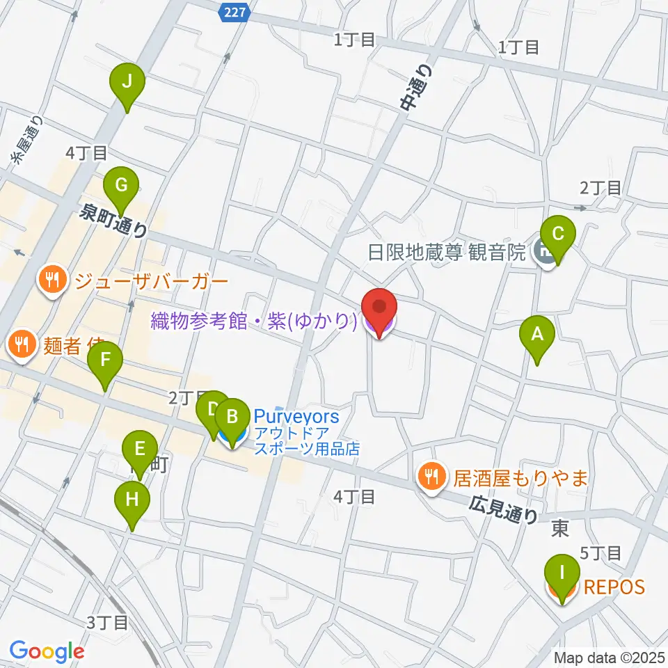 織物参考館・紫周辺のカフェ一覧地図