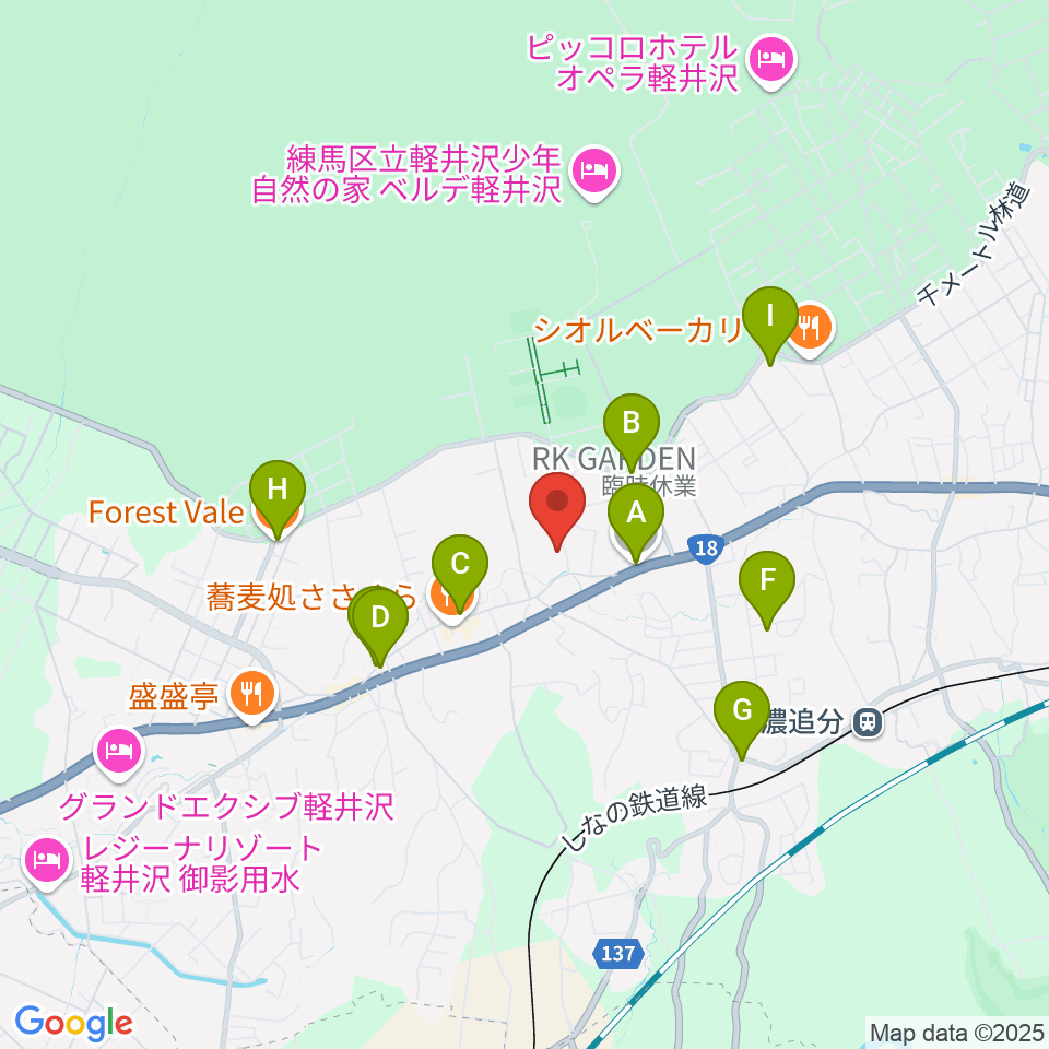 軽井沢町追分宿郷土館周辺のカフェ一覧地図