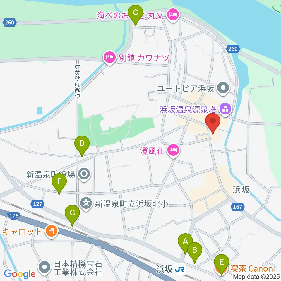 浜坂先人記念館 以命亭周辺のカフェ一覧地図