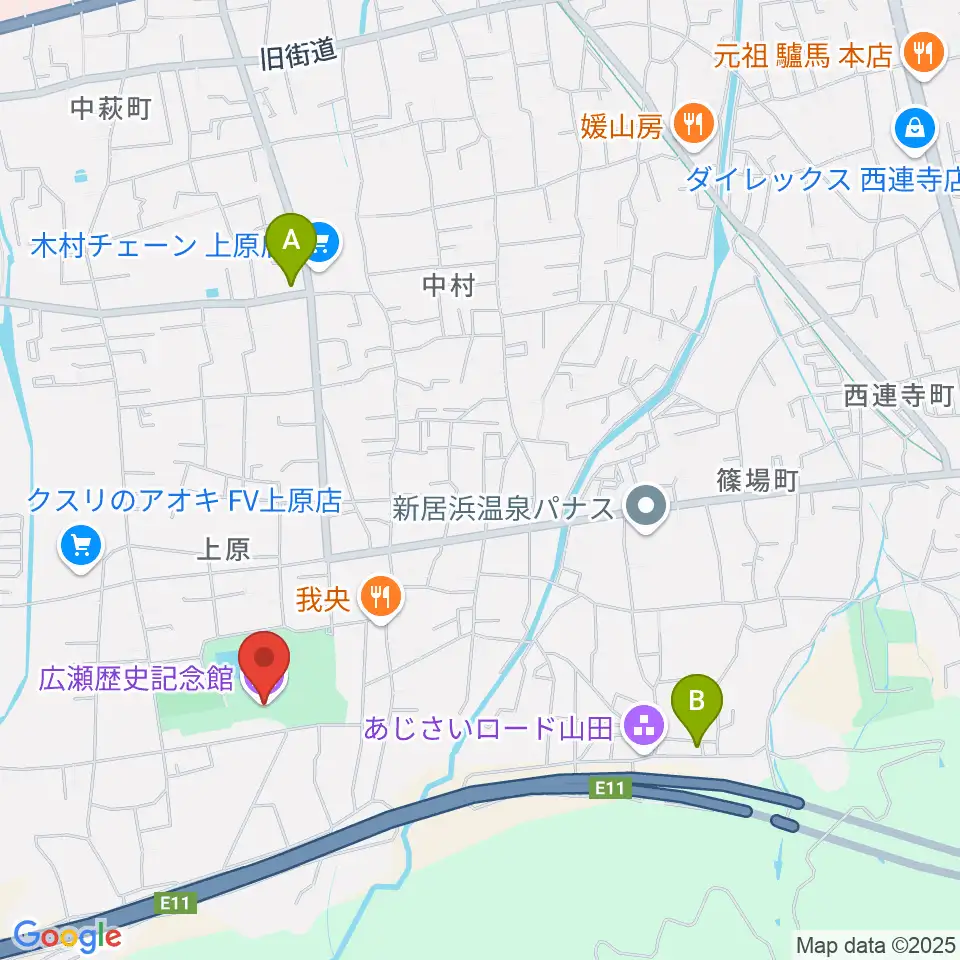 新居浜市広瀬歴史記念館周辺のカフェ一覧地図