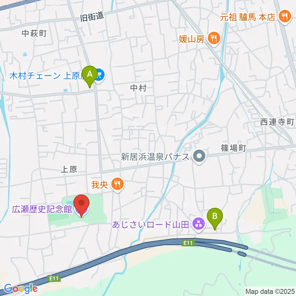 新居浜市広瀬歴史記念館周辺のカフェ一覧地図