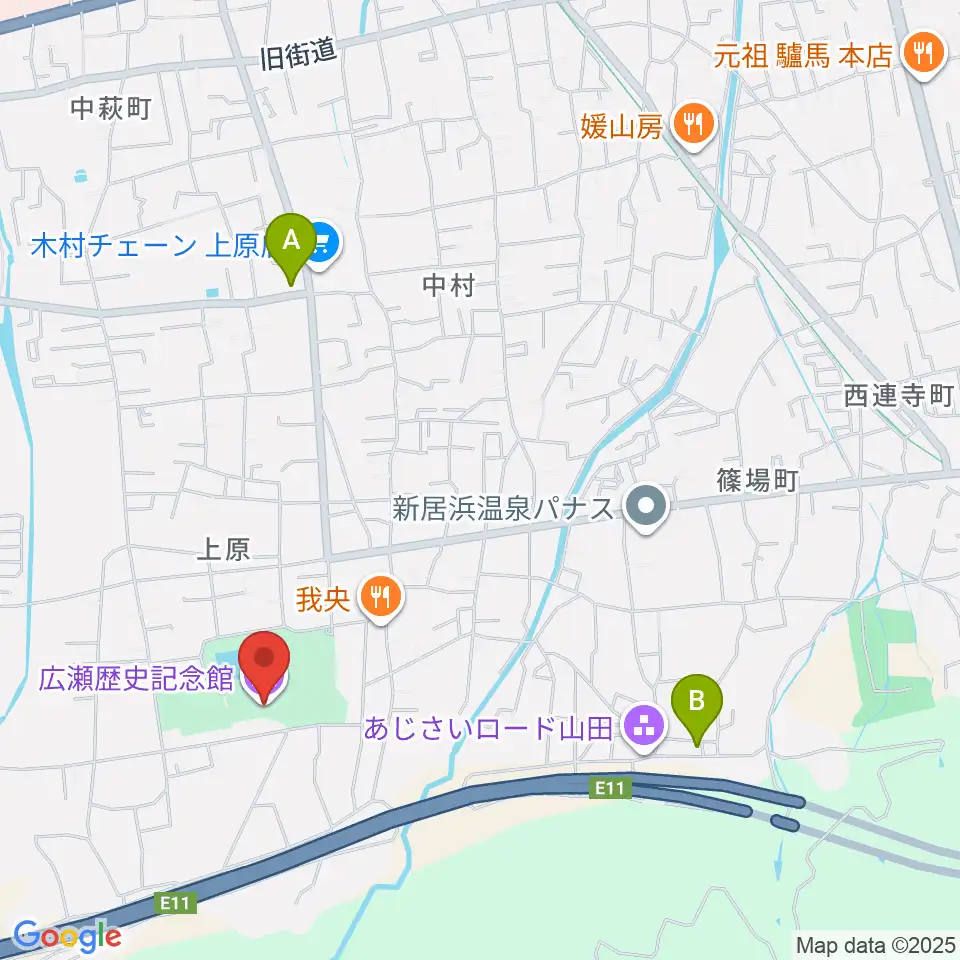 新居浜市広瀬歴史記念館周辺のカフェ一覧地図