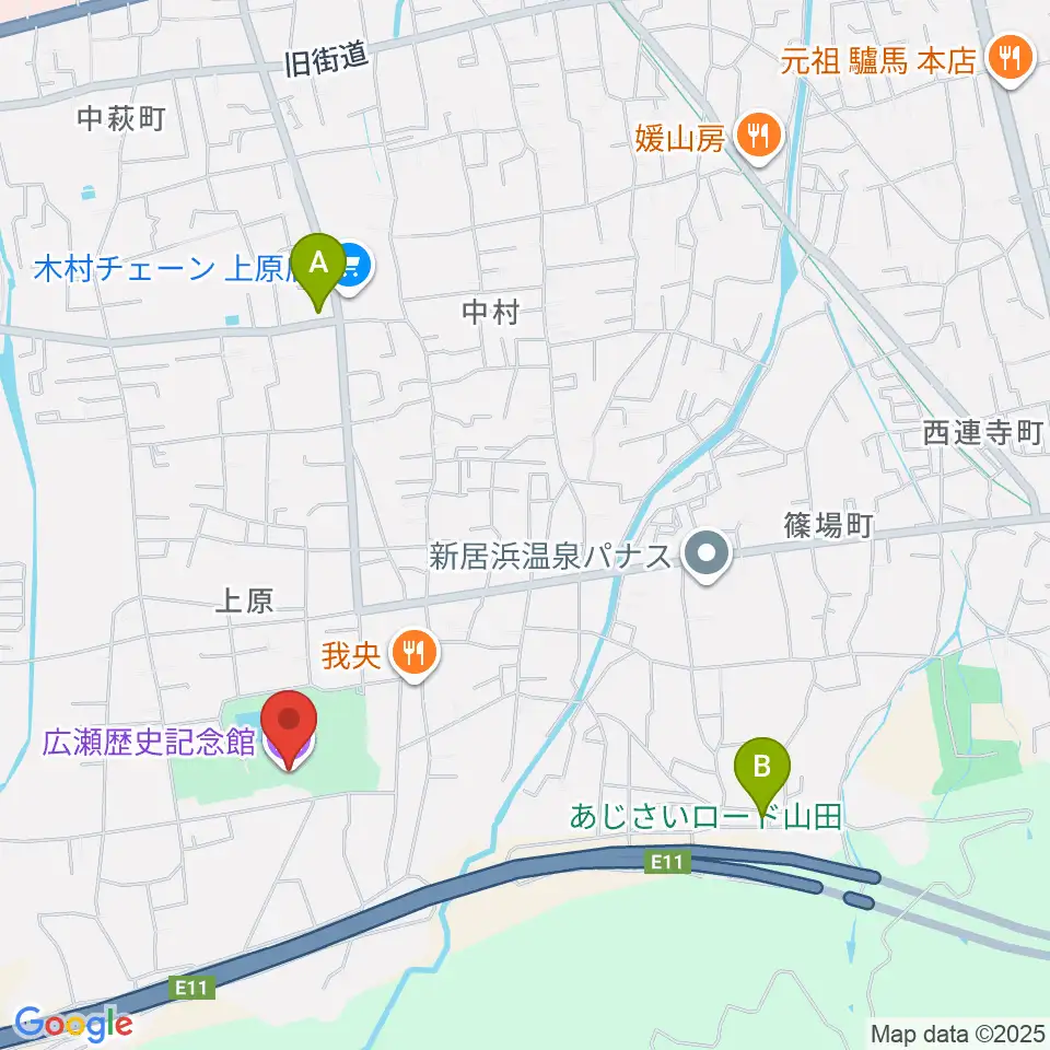 新居浜市広瀬歴史記念館周辺のカフェ一覧地図