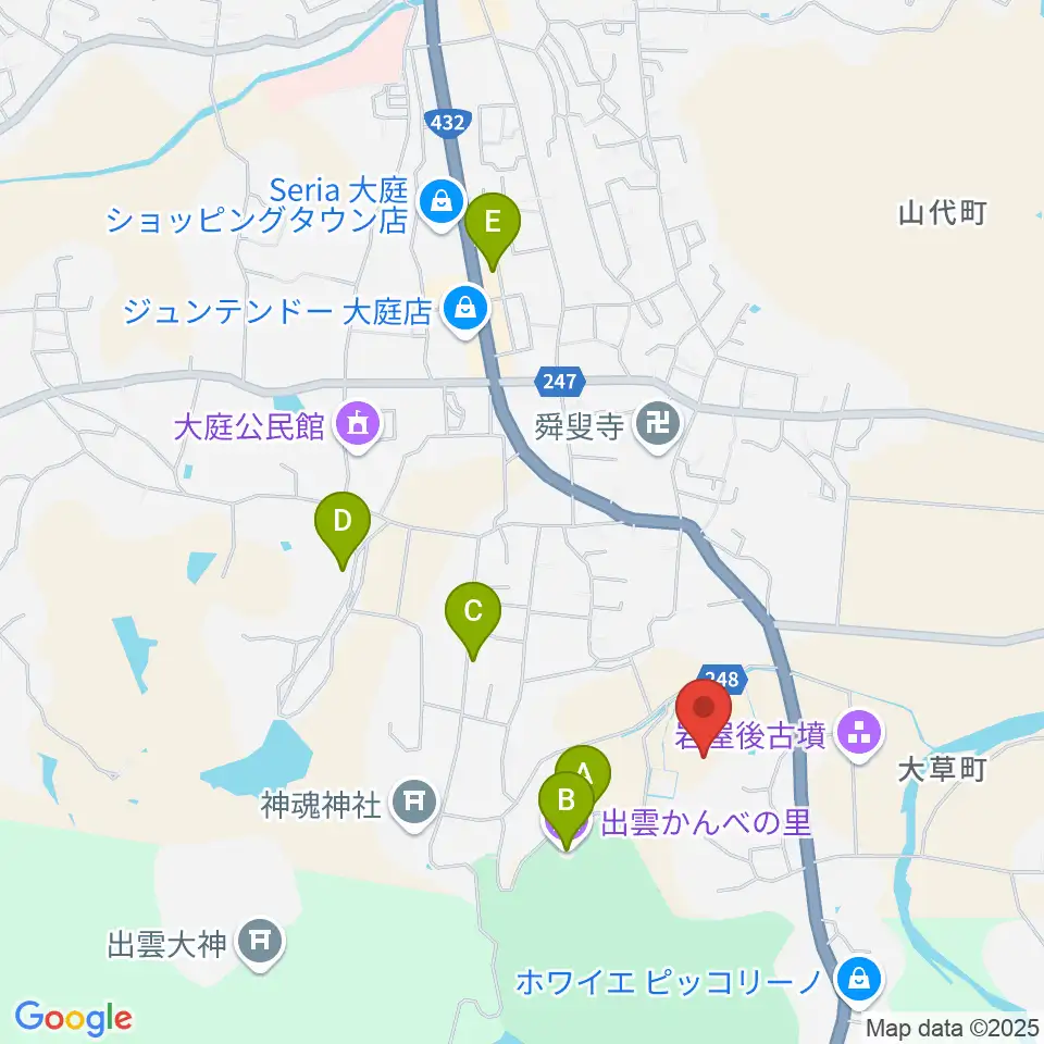 島根県立八雲立つ風土記の丘周辺のカフェ一覧地図