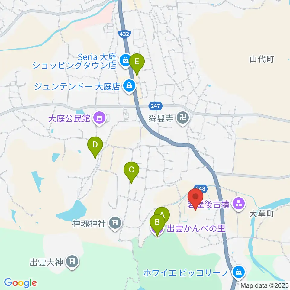 島根県立八雲立つ風土記の丘周辺のカフェ一覧地図
