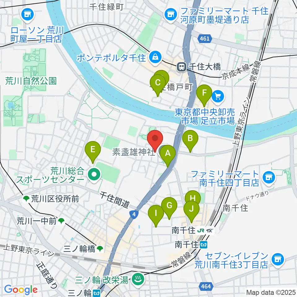 荒川ふるさと文化館周辺のカフェ一覧地図