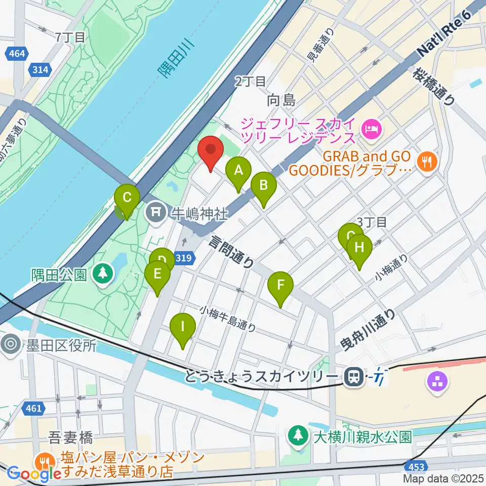 すみだ郷土文化資料館周辺のカフェ一覧地図