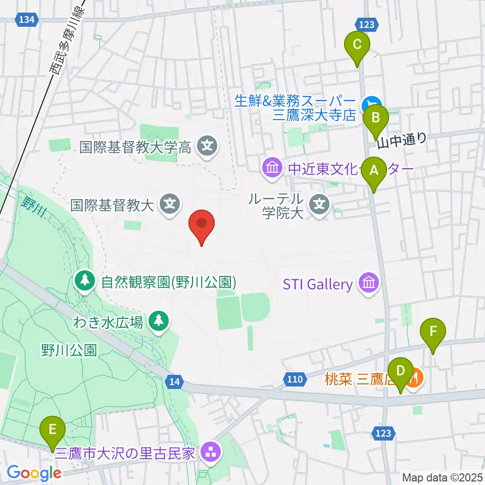 国際基督教大学博物館 湯浅八郎記念館周辺のカフェ一覧地図