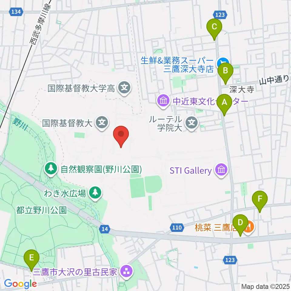 国際基督教大学博物館 湯浅八郎記念館周辺のカフェ一覧地図