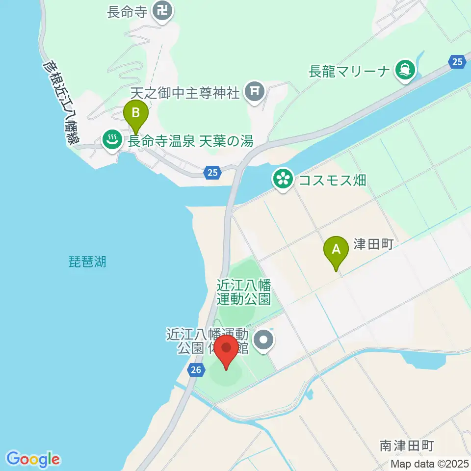 カローラ滋賀はちまんスタジアム周辺のカフェ一覧地図