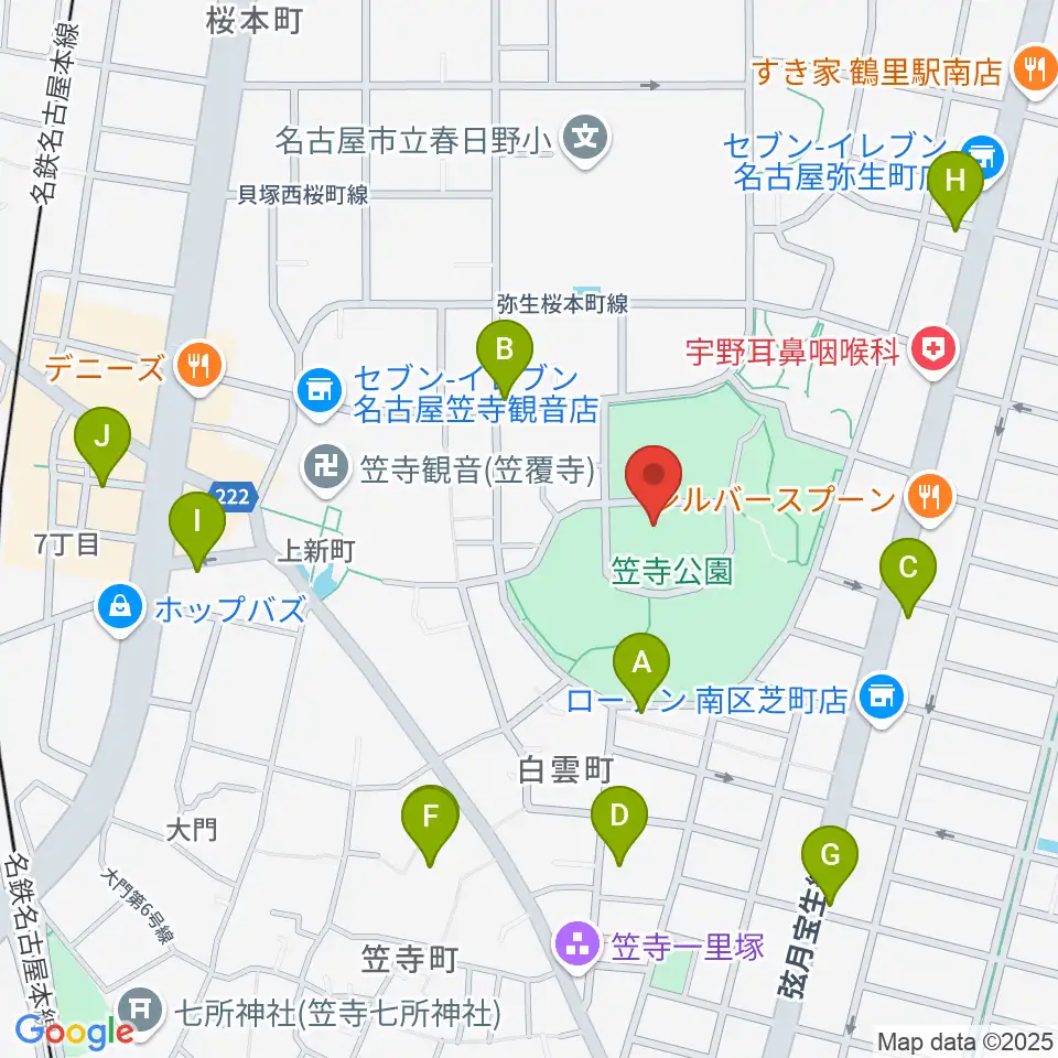 名古屋市見晴台考古資料館周辺のカフェ一覧地図