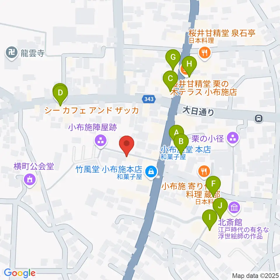 日本のあかり博物館周辺のカフェ一覧地図