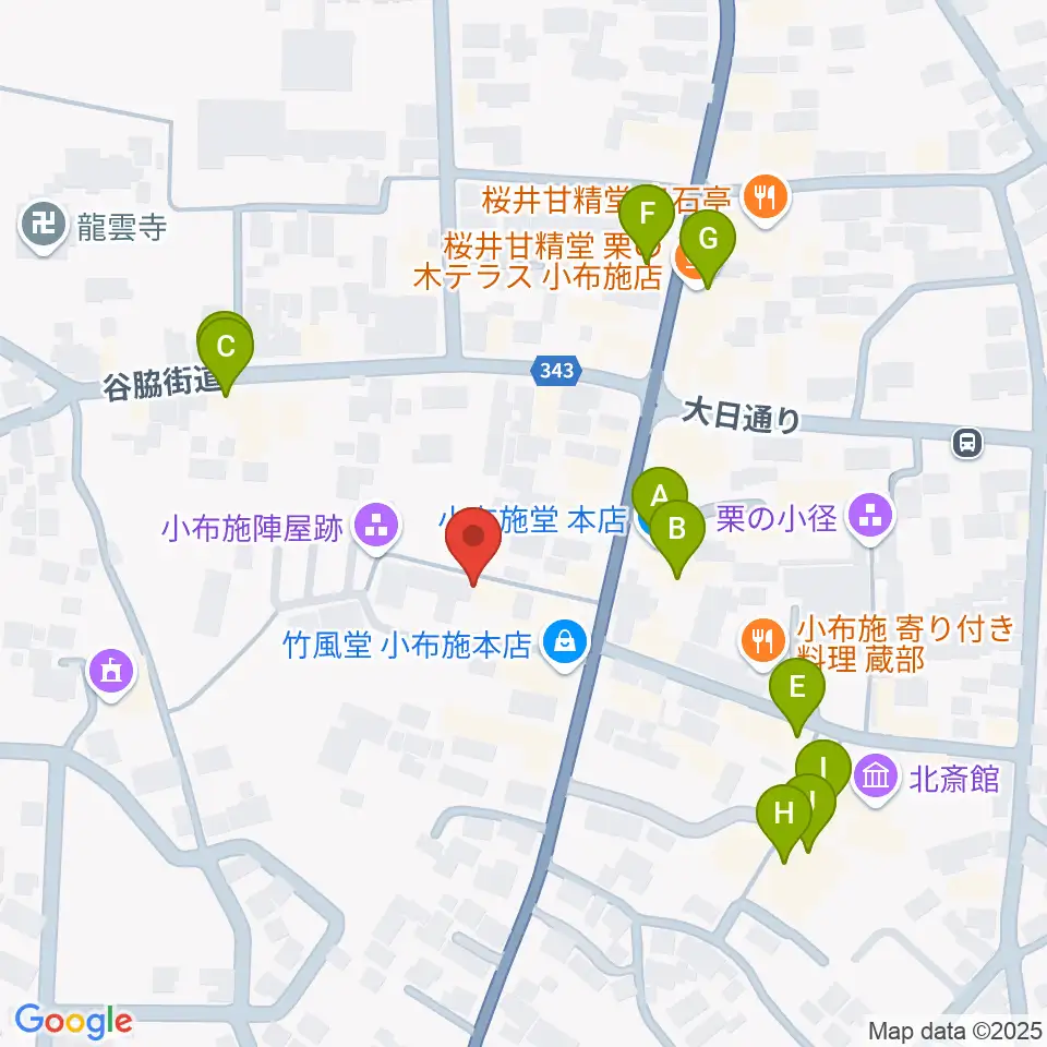 日本のあかり博物館周辺のカフェ一覧地図