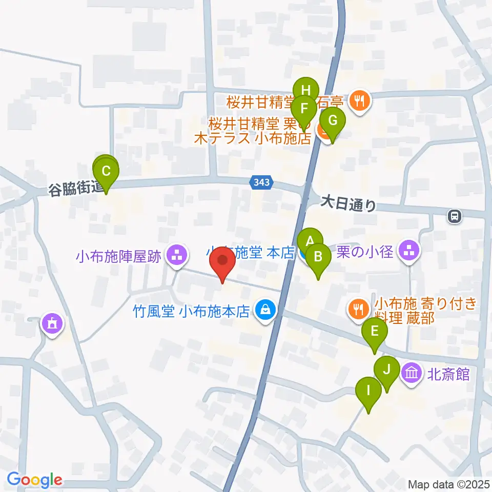 日本のあかり博物館周辺のカフェ一覧地図