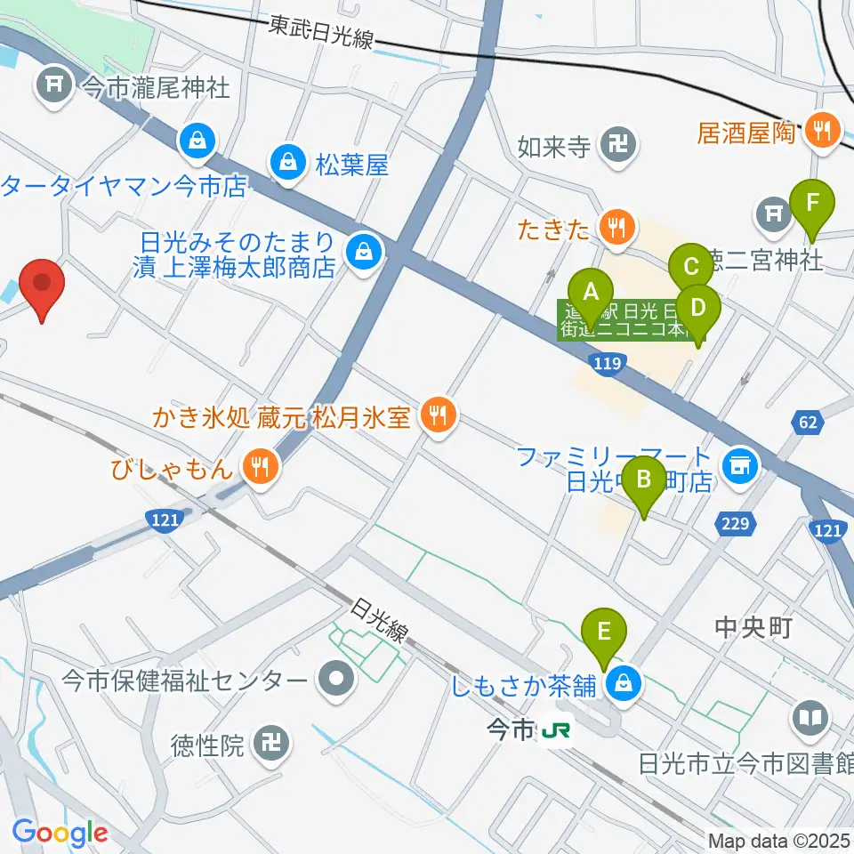 日光市歴史民俗資料館・二宮尊徳記念館周辺のカフェ一覧地図