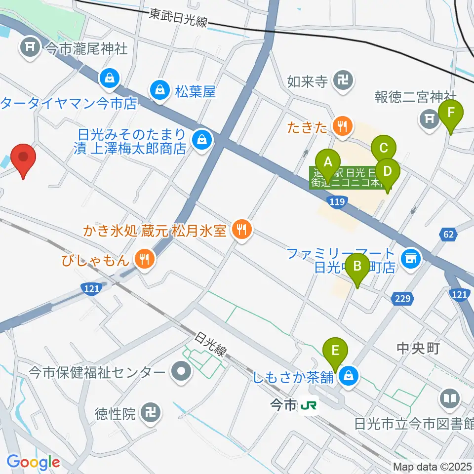 日光市歴史民俗資料館・二宮尊徳記念館周辺のカフェ一覧地図