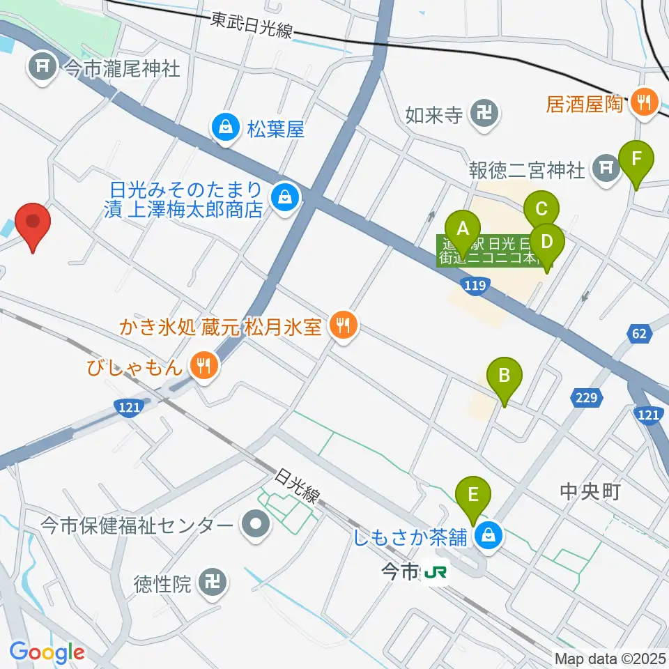 日光市歴史民俗資料館・二宮尊徳記念館周辺のカフェ一覧地図