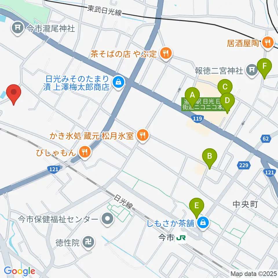 日光市歴史民俗資料館・二宮尊徳記念館周辺のカフェ一覧地図