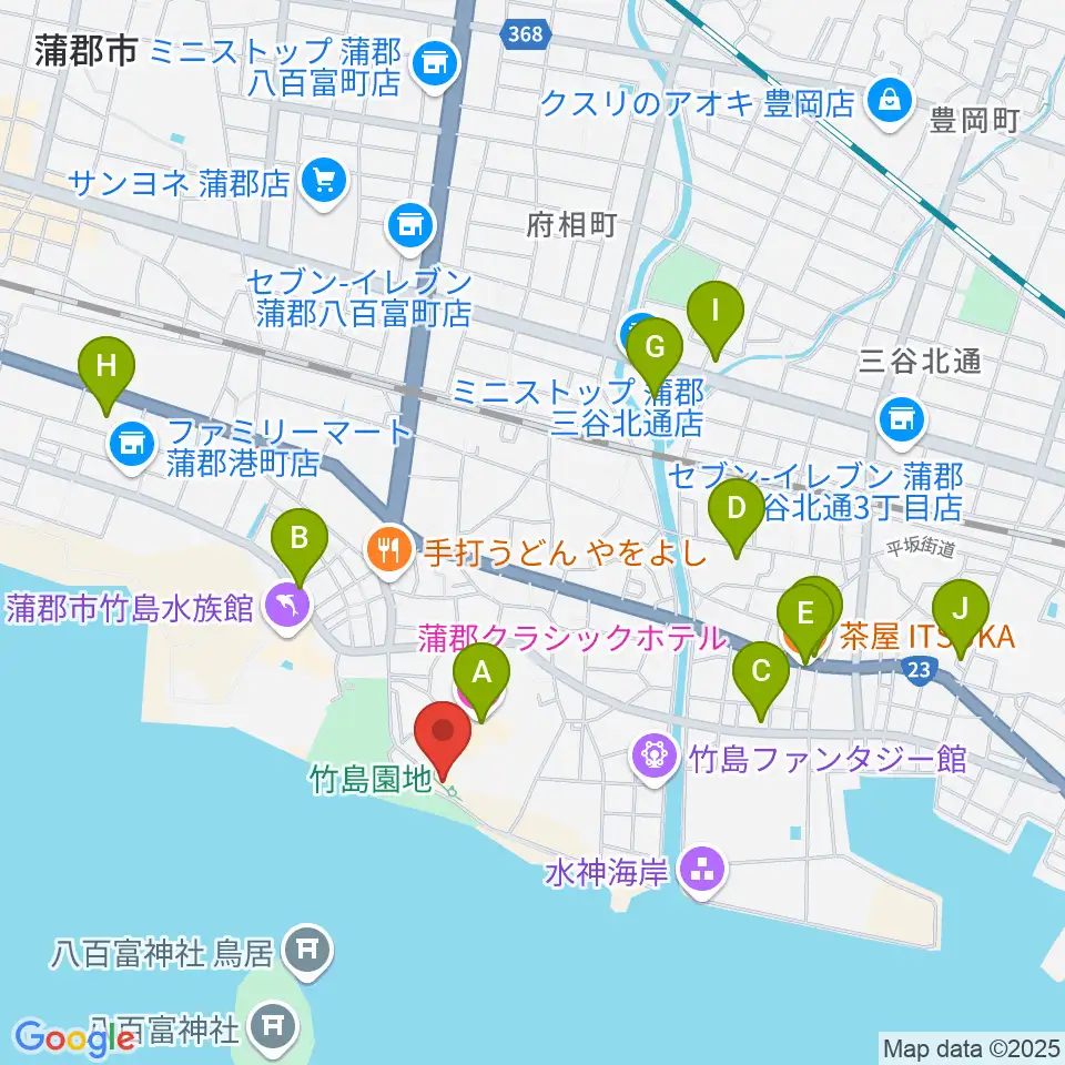 海辺の文学記念館周辺のカフェ一覧地図