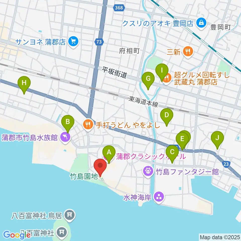 海辺の文学記念館周辺のカフェ一覧地図